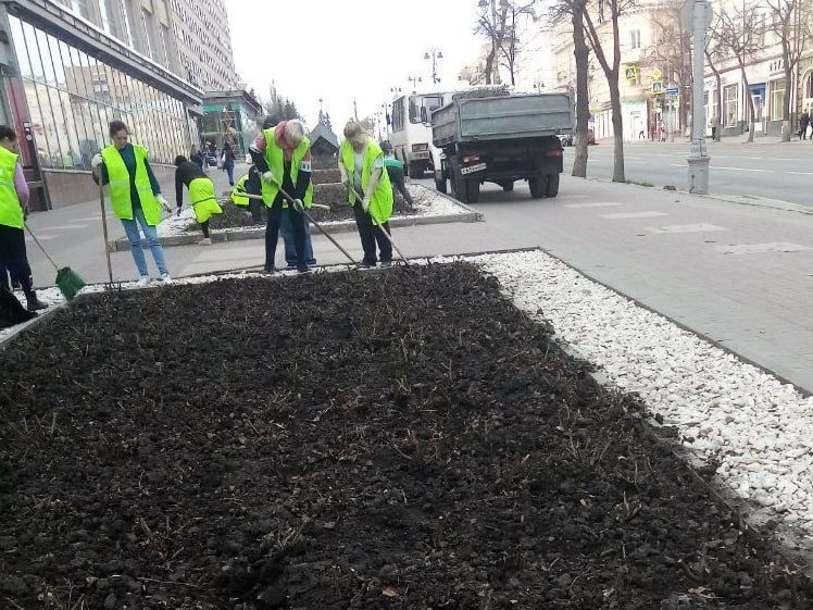 В Курске продолжают ухаживать за городскими цветниками.